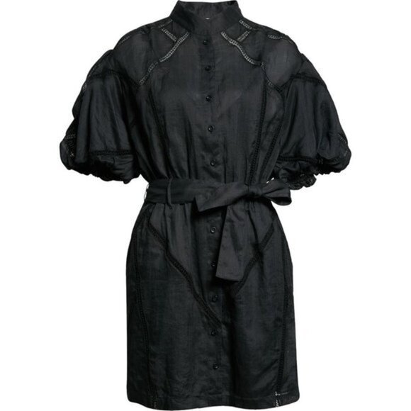 NWT FRAME Inset Lace Puff Sleeve Minidress SIZE XS - Picture 4 of 5